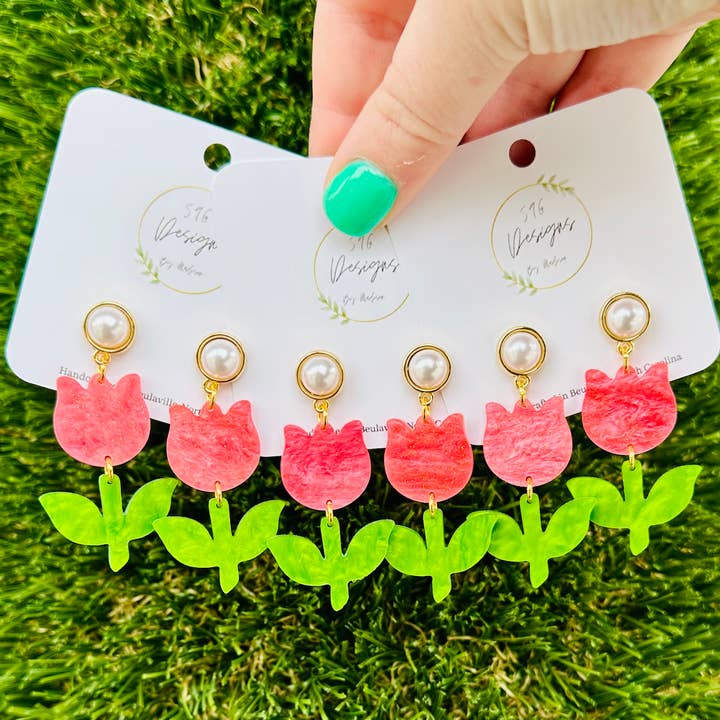 Acrylic Tulip Earrings for wholesale by 596 Designs