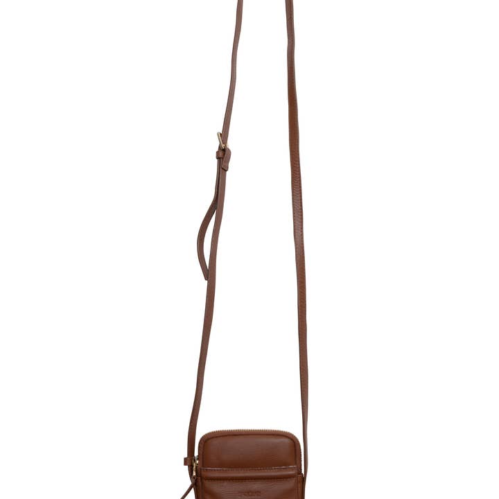 SADDLER "Margot" Real Leather Crossbody Zip Top RFID Phone Pouch - Gift Boxed for wholesale by SADDLER