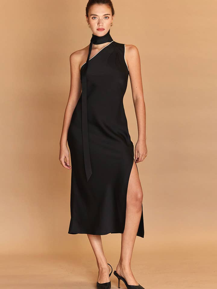 CD9323 - Bonnie One Shoulder Scarf Dress for wholesale by Crescent