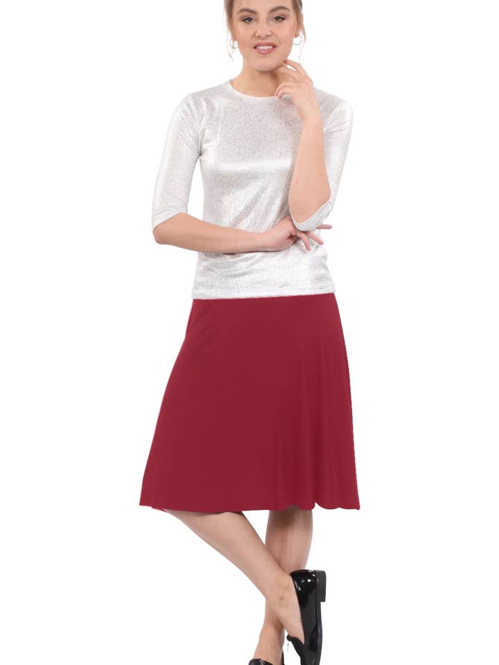 Kosher Casual - Wholesale Skirt - Women's - Knee Length Skater Skirt with Full A-line Cut for Women1