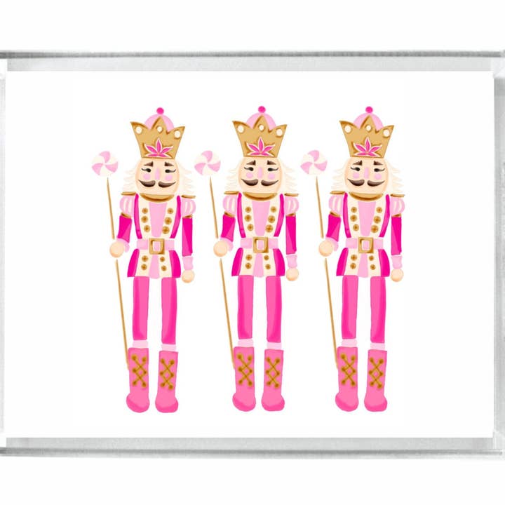 Thomas and Lee Company - Wholesale Serving Tray - Acrylic Tray - Pink Nutcracker Trio