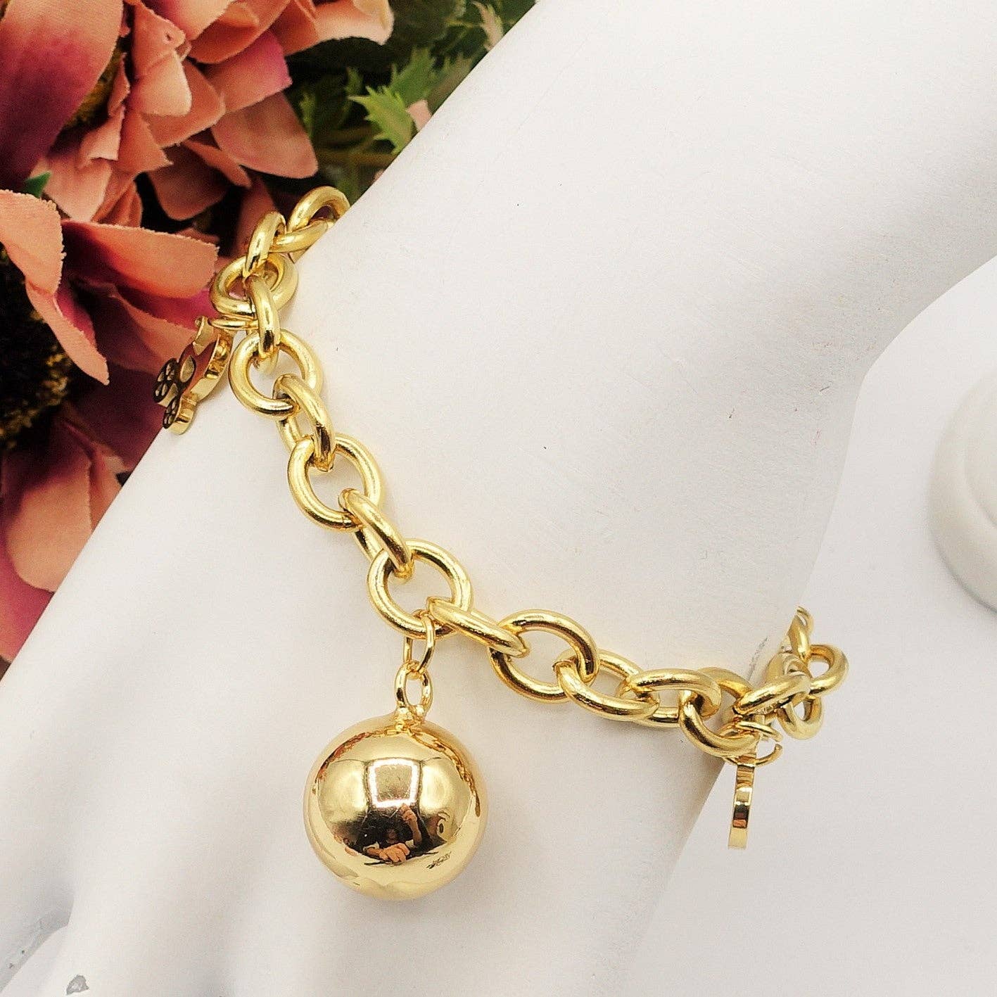 Daemon srls - Vendita all'ingrosso Braccialetto con ciondolo/pendente - Bracciale Baby in acciaio inossidabile con pallina chiama angeli e ciondoli nascita6