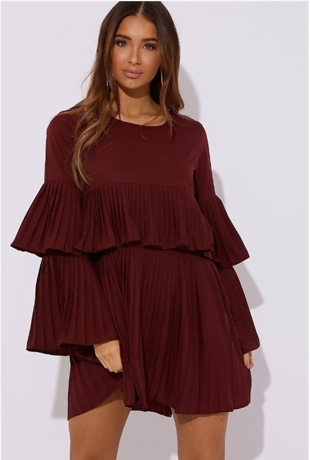 J5FASHION - Vente Robe – femme - MINI-ROBE PLISSÉE À VOLANTS JOB LOT3