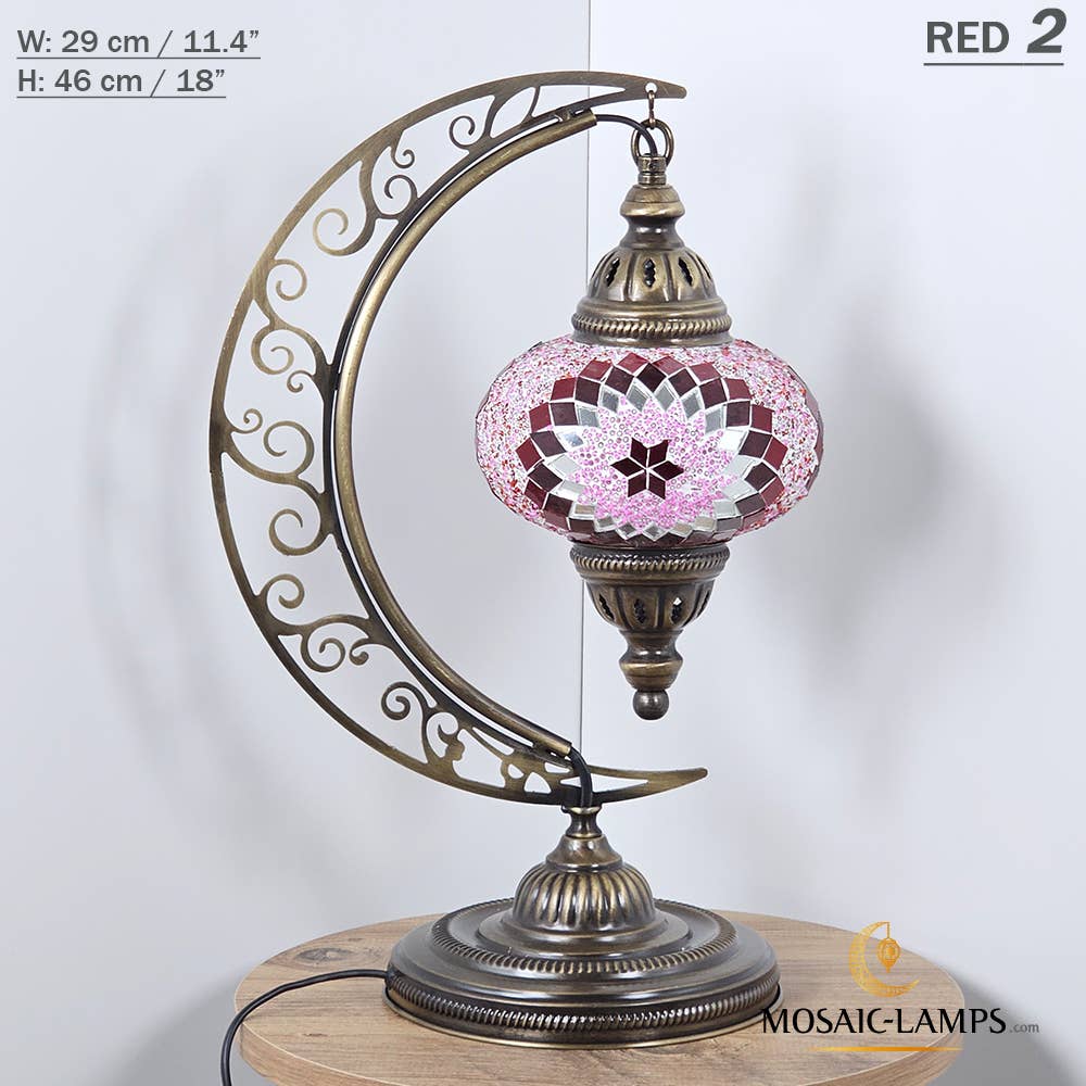 Mosaic Lamps - Wholesale Accent/Desk Lamp - 10+ Colors - Moroccan Moon Table Lamp, Arc, Murano Crescent68