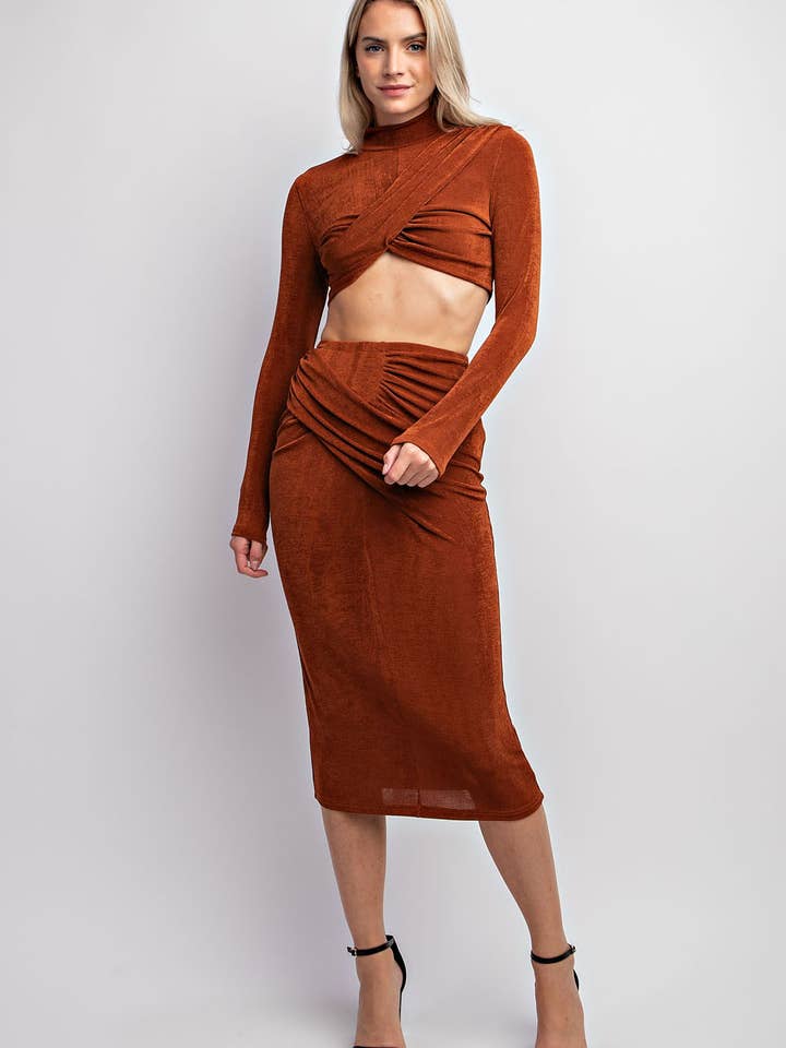 Mt3524 Slinky Stretched Front Crossover Crop Top for wholesale by Edit by Nine