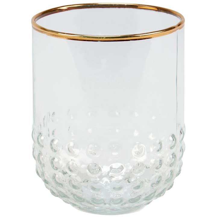 Primitives by Kathy - Wholesale Drinking Glass/Cup - Small Gold Beaded Drinking Glass0