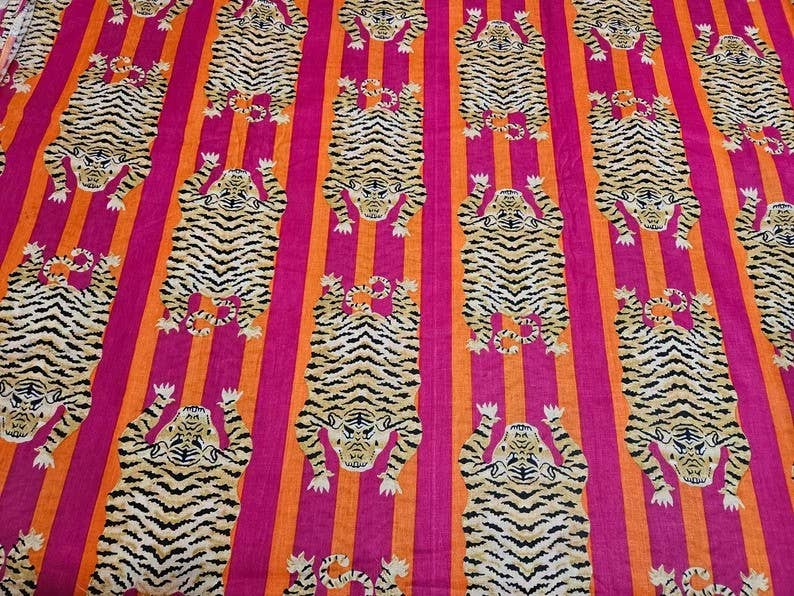 bhavnas boutique - Wholesale Fabric Paint - Jaipuri Tiger Printed Cotton Fabric Indian Cotton Handmade2