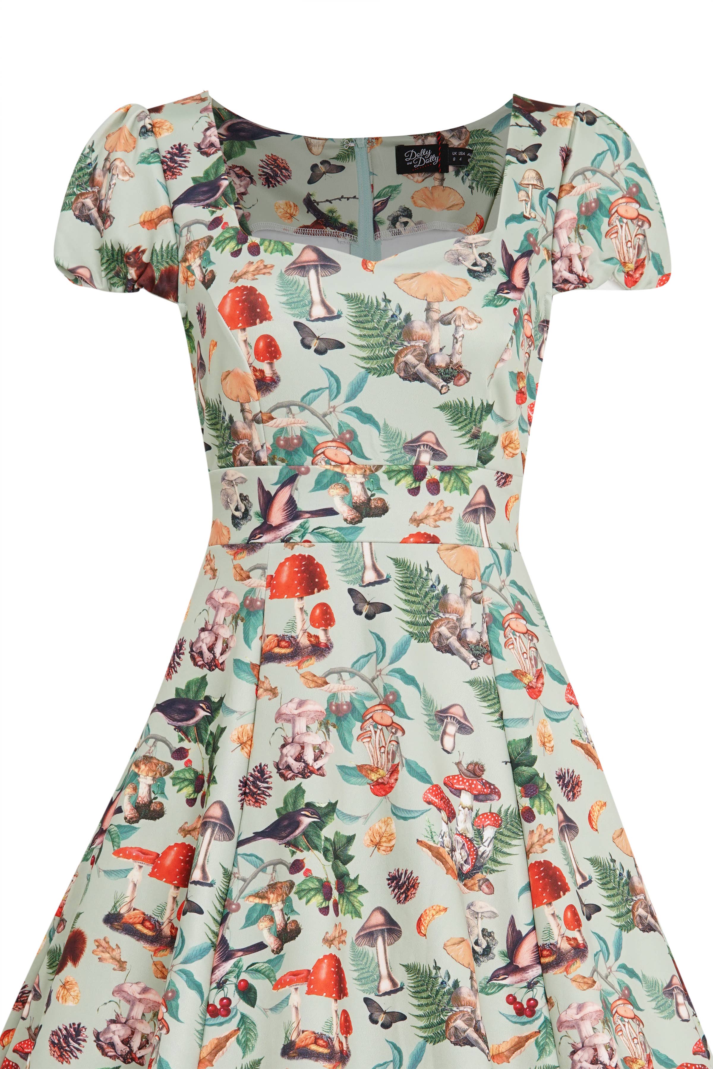 Dolly & Dotty - Wholesale Dress - Women's - Claudia Flirty Fifties Style Dress in Mushrooms and Forest6