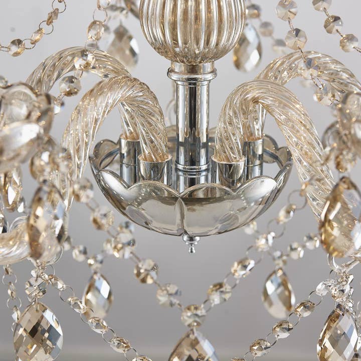 Saint Mossi 5 Light Modern K9 Crystal Chandelier for Dining Room, Pendant Ceiling Lighting Fixture for Bedroom, Living Room, Champagne Crystal for wholesale on Faire7