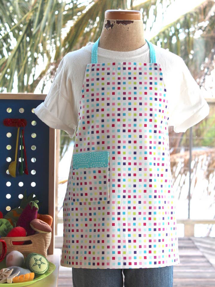 Tablier Pixels pour enfant pour la vente par The Blue Peony