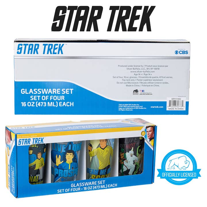 Silver Buffalo - Wholesale Drinking Glass/Cup - Star Trek 4pc. 16oz. Pint Glass Set4