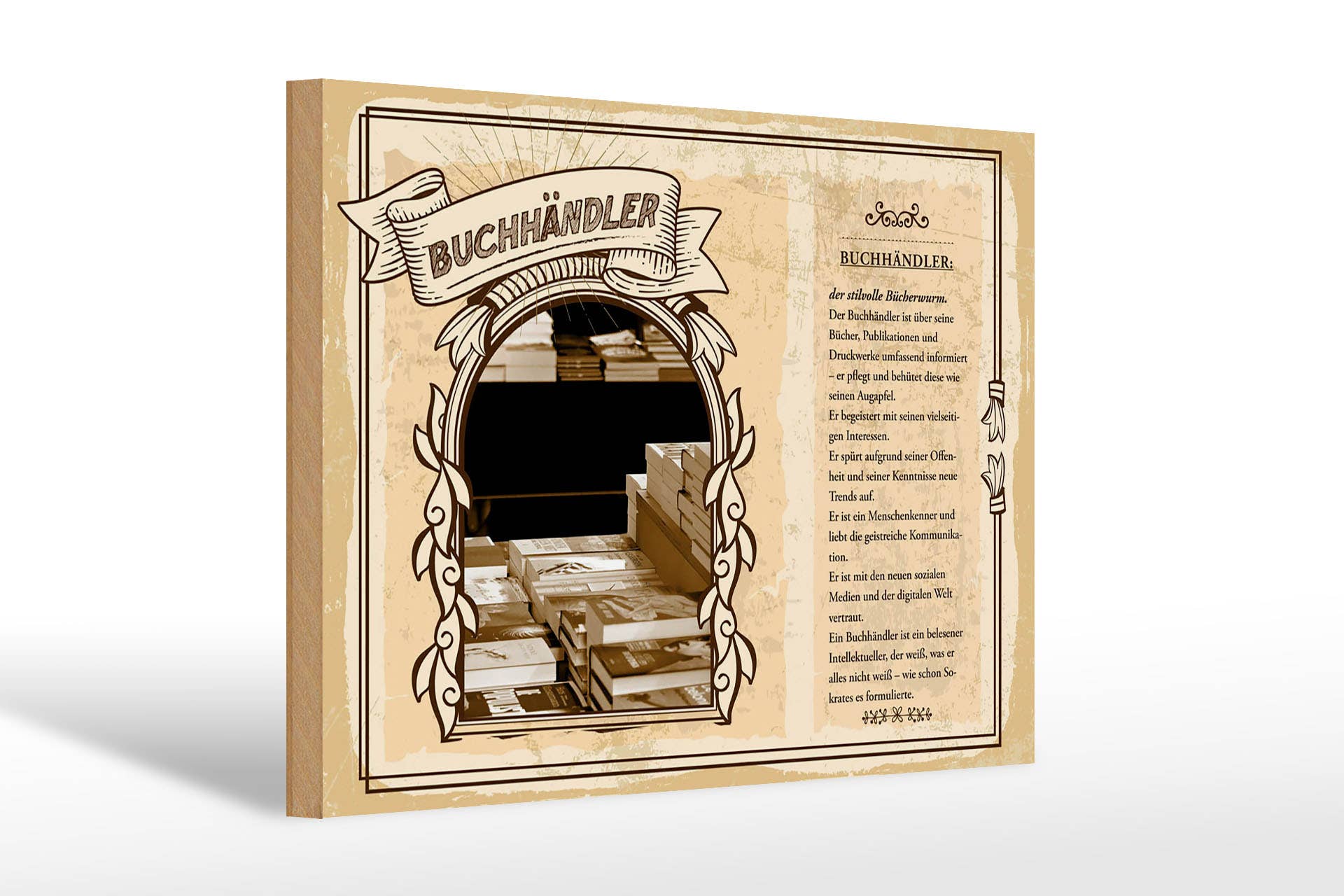 Femer - Wholesale Sign - Wooden Sign Professions 30x20cm Bookseller Books Eyeball Trends0