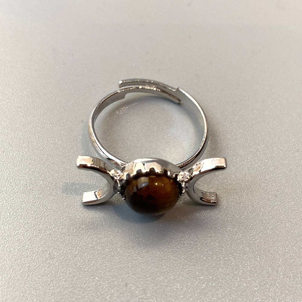 VIE – wholesale Single stone/solitaire ring – Adjustable Triple Moon Ring with 0.5cm Gemstone32