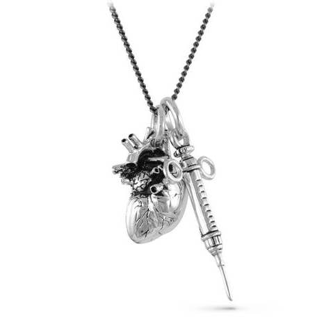 Lost Apostle – wholesale Hänge-/berlockhalsband – Anatomiskt hjärta & spruta halsband - Silver