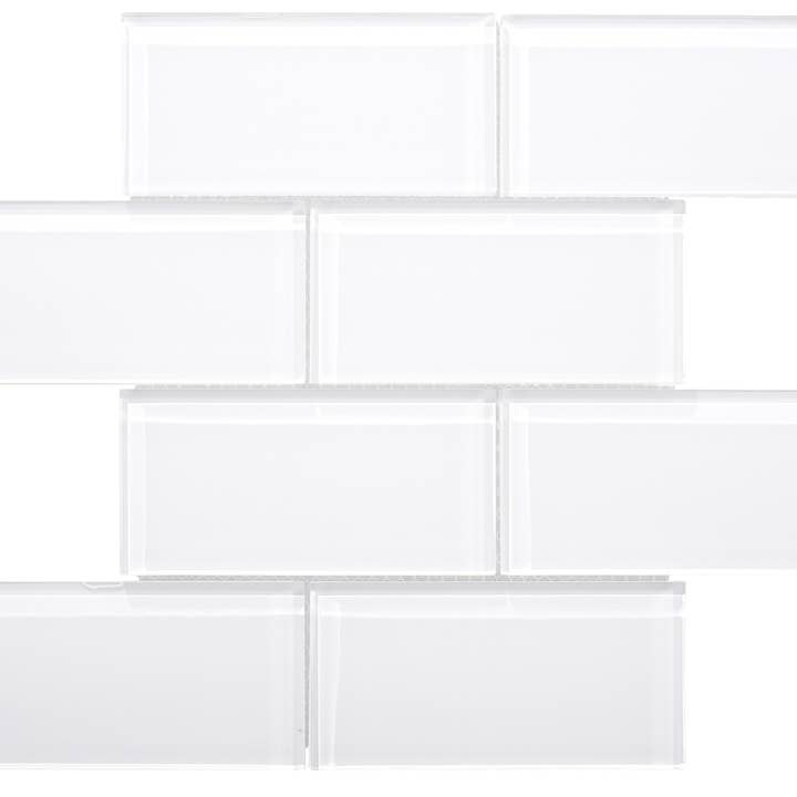 WS Tiles - Wholesale Wall Tile - 3" x 6" Glass Mosaic Subway Tile, Backsplash for Kitchen and Bathroom - 5 Square Feet Per Carton - Super White