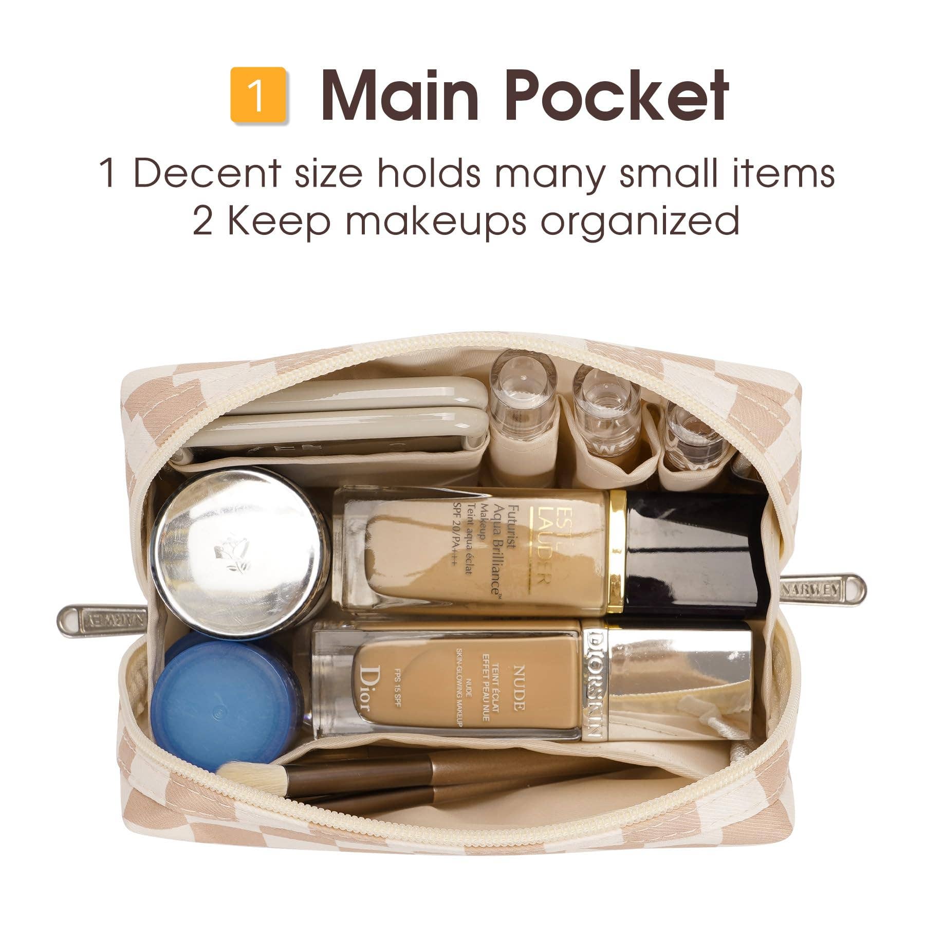 wandf - Wholesale Makeup/Cosmetic Bag - Checkered Makeup Bag Travel Cosmetic Bag Organizer Toiletry9