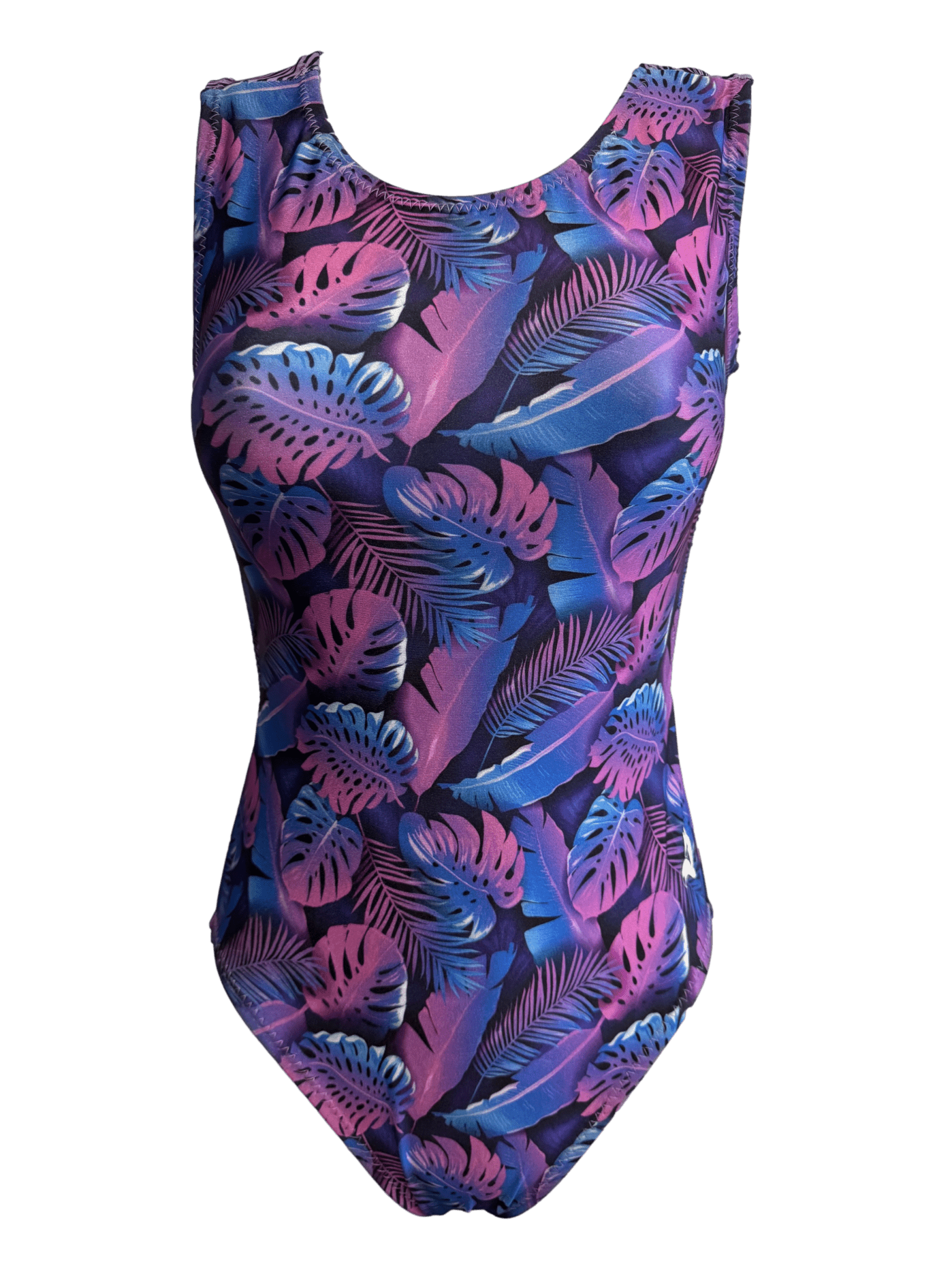 Foxy's Leotards - Venta al por mayor Leotardos - Niños - Maillot de gimnasia cebra púrpura con palmeras - Vice Versa Foxy's Leotards1