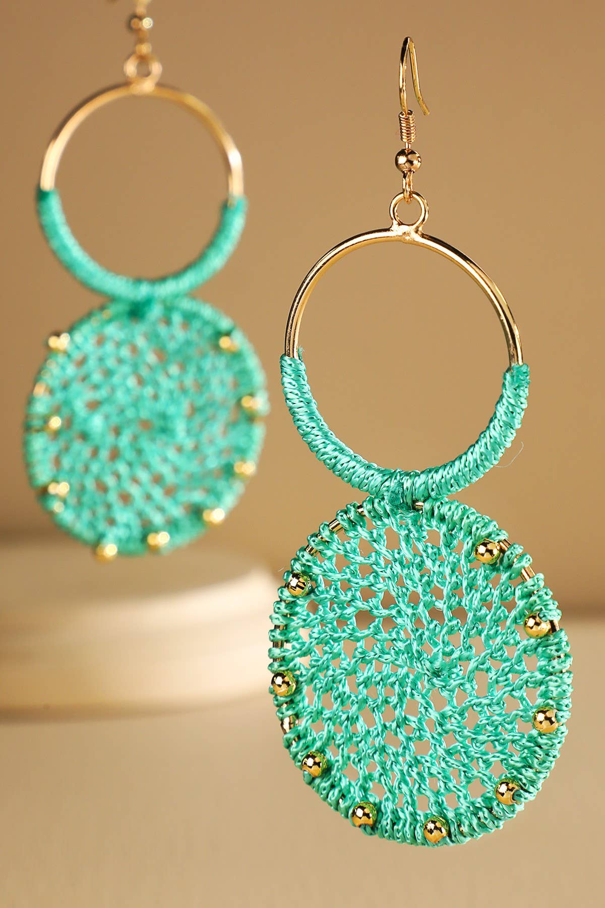 Urbanista - Wholesale Dangle Earrings - Rattan Knitted Round Tiers  Drop Earring 8