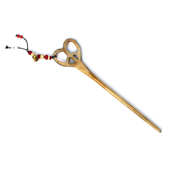 Peace Of My Heart Hand Carved Bone Hairstick for wholesale by Gypsy Rose