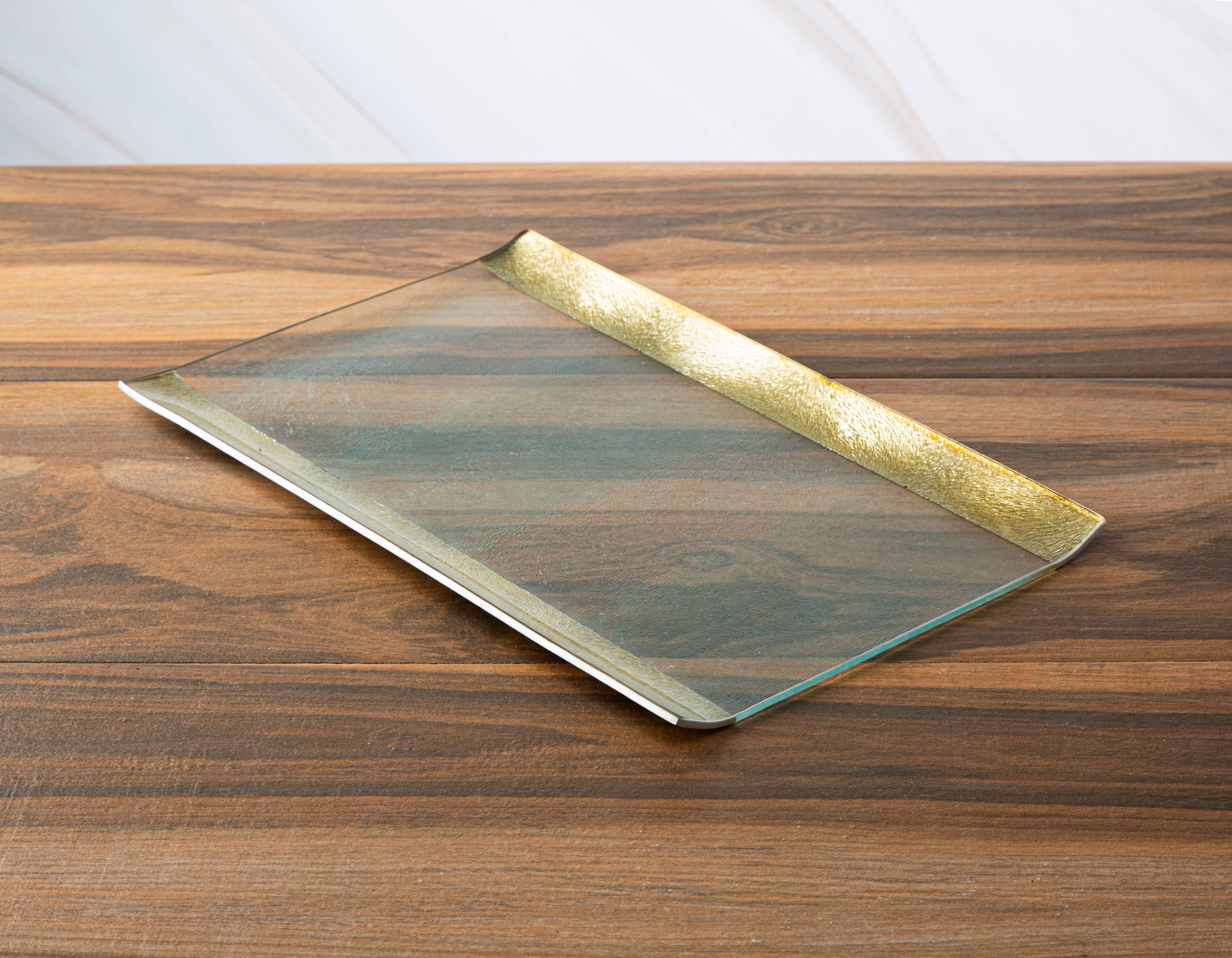 CLASSIC TOUCH DECOR INC. - Wholesale Decorative Tray - 11.5"L Glass Tray With Gold Border1