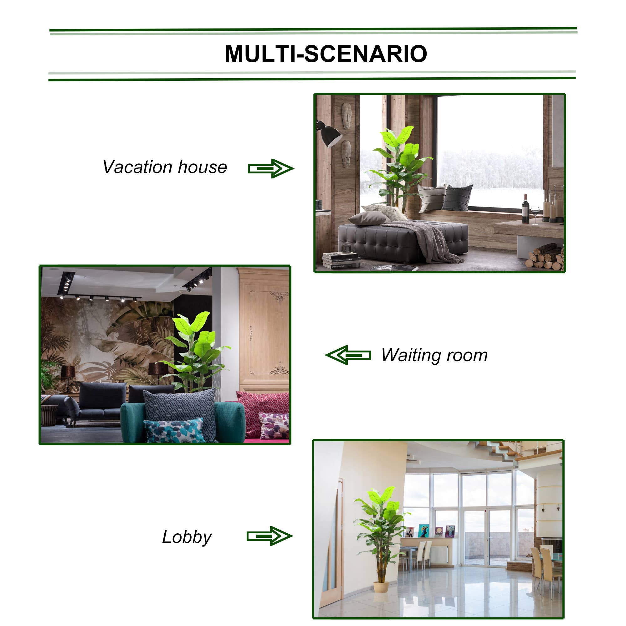 Larksilk – wholesale Konstgjord växt – 2,1 m naturtrogen bananträd - 36 frodiga gröna blad i kruka dekor5