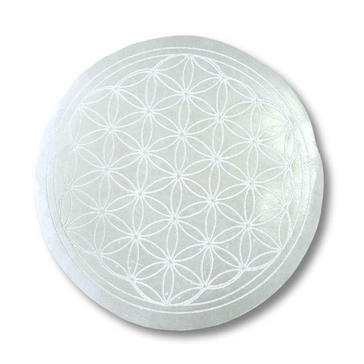 Earths Elements Wholesale - Vente Plaques de charge pour cristal - Plaque de chargement en sélénite - Flower of Life0