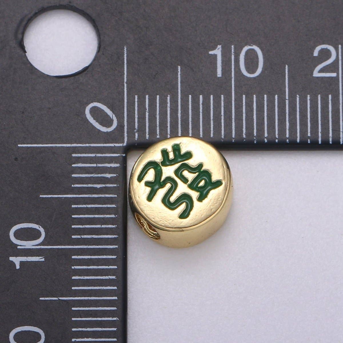 Aim Eternal – wholesale Individual charm/pendant – Dainty Mahjong Bead Charms for Jewelry Supply Gold Mahjong Tile Bead Spacer Chinese Character Red Dragon Center Tile Wealth B-4903