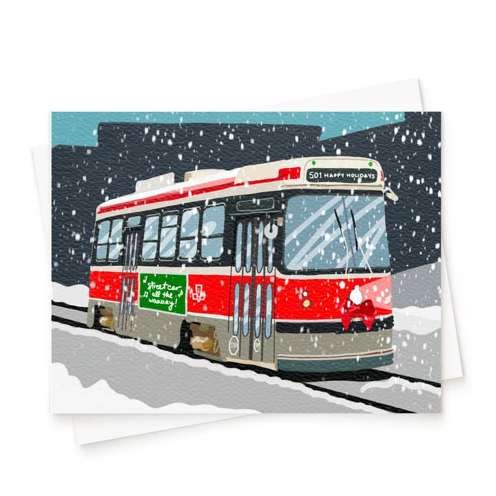 The Toronto Streetcar Holiday Card for wholesale by Queen B Cards
