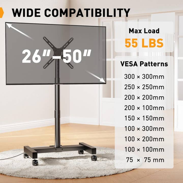 ShipItFurniture - Wholesale Console Table - Rolling TV Stand With Power Outlet For 26 To 50 Inch TVs Tilting Wheels2