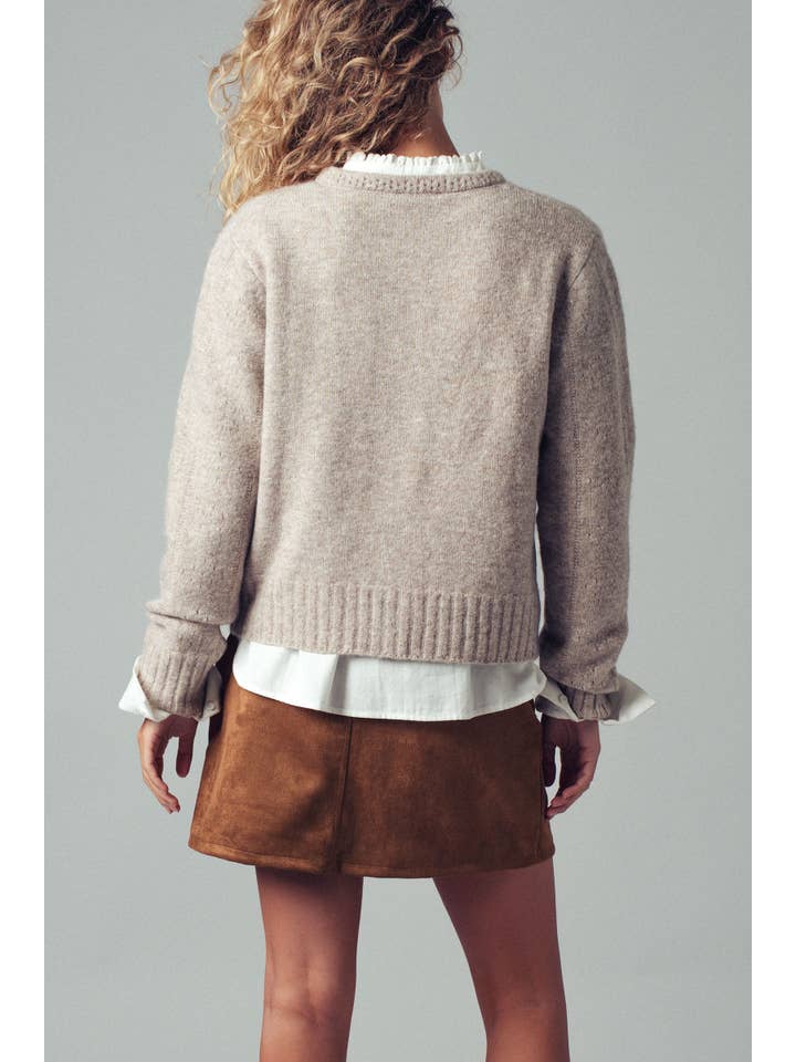 Urban Daizy - Wholesale Cardigan - Women's - Lace Trim Wool Blend Cardigan24