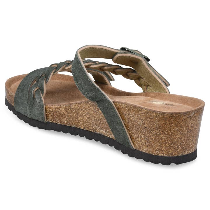 gaahuu - Wholesale Wedges - Women's - Braided Adjustable 2 Strap Leather Wedge Footbed Sandal