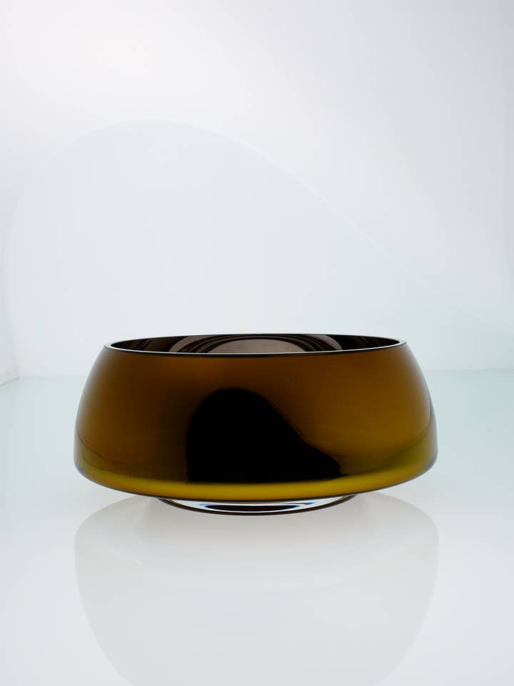 Bol décoratif en verre DECO JAZZ, ambre solide pour la vente par Angel Glass Design SIA