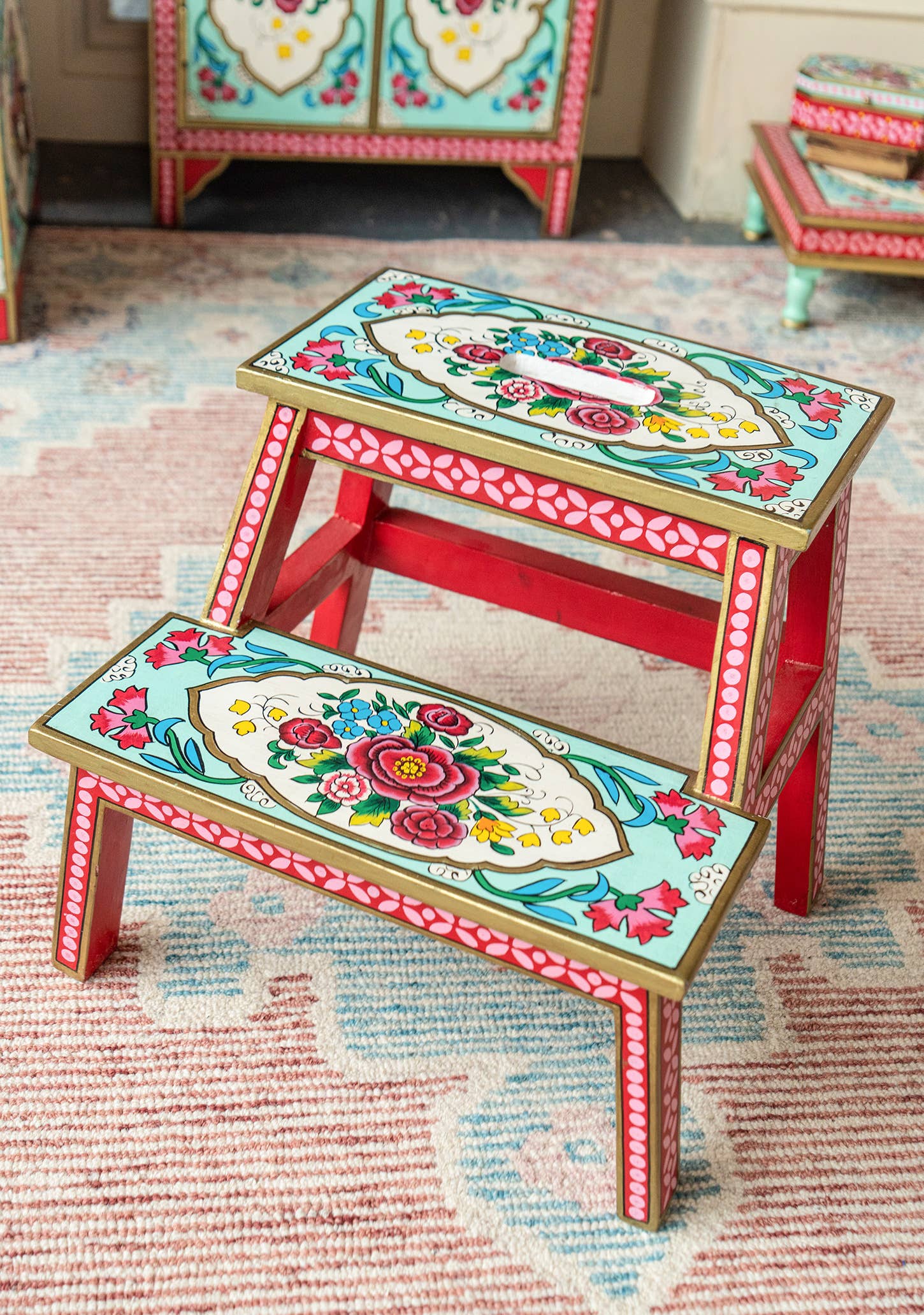 Namaste - Wholesale Stool - Rikisha Hand Painted Step Stool0