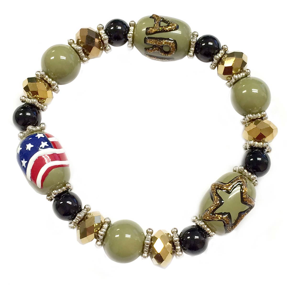 Fiona Accessories - Wholesale Beaded Bracelet - USA Military Navy Air Force Coast Guard Army Bracelet Gift0