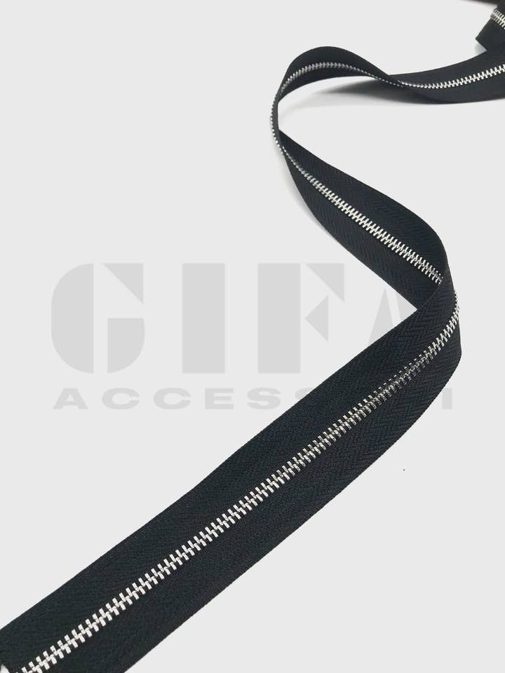 Cremallera metálica tipo 3 de níquel por metro para venta al por mayor de Gifa Accessori