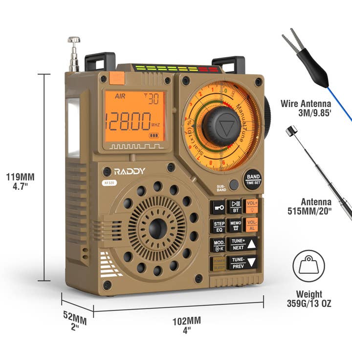Radioddity - Wholesale Speakers - Raddy RF320 Shortwave Radio | FM/AM/SW/VHF/WB/AIR | Remote Control | Bluetooth 5.012