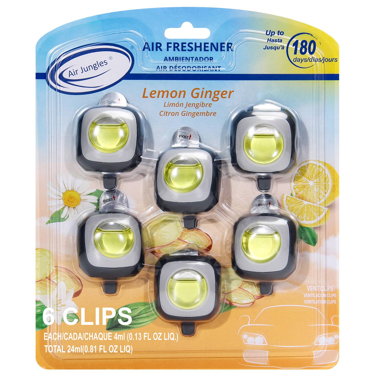 Air Jungles – wholesale Luftrenare för bil – Unisex – Air Jungles bilparfym med ventilklämmor, 6-pack10