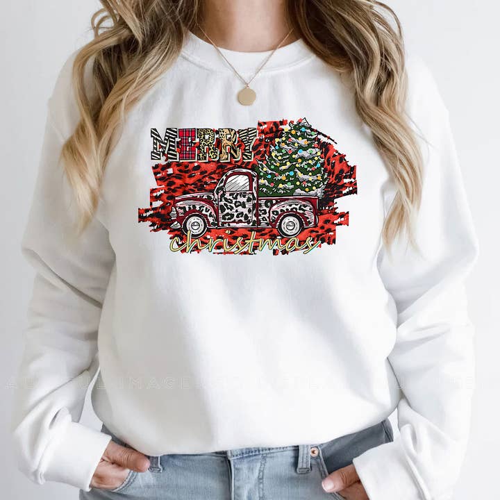 Leopard Truck Merry Christmas Sweatshirt, Christmas Shirt for wholesale by ShopLukeGifts
