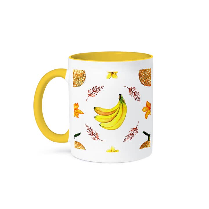3dRose - Wholesale Coffee Mug - 3dRose, Tropical Fruit, Bananas, and Flowers Pattern, Mug