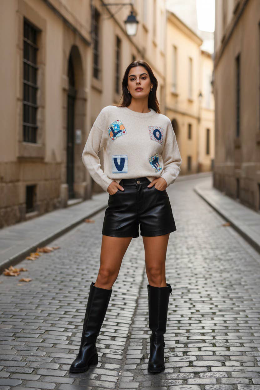 MOOYA – Großhandel Strickpullover – Damen – Strickpullover mit Rundhalsausschnitt LOVE - SCF0060