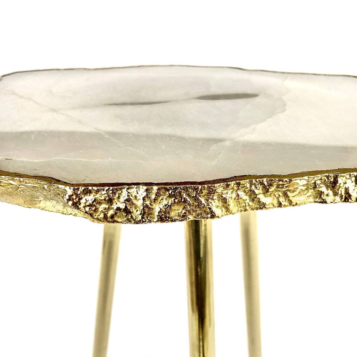 The Tangerine Store – wholesale Side table – Small White Agate/Single Piece/Crystal/Gemstone/Quartz Organic Edge Side/Drink/Table4