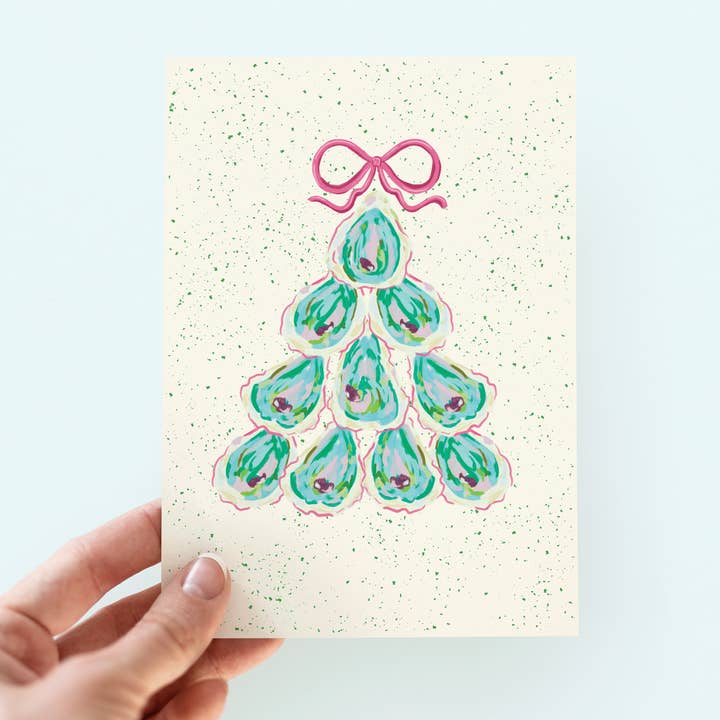 The Shelley Society - Wholesale Christmas Card - Colorful Oyster Tree Beach Coastal Holiday Greeting Card1