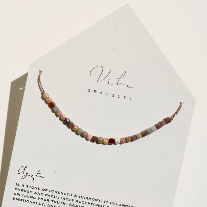 VIBE BRACELET | RAINBOW AGATE BEADED CUBES for wholesale by Vibe