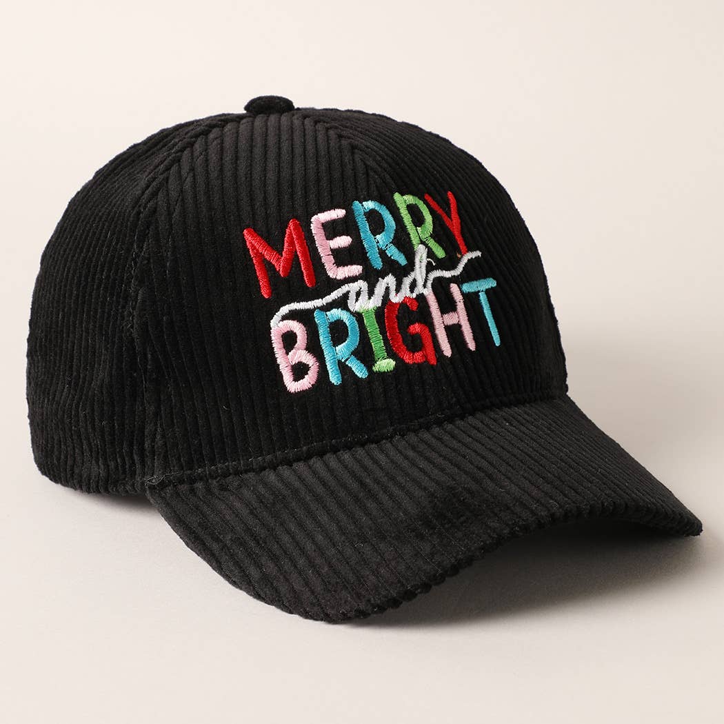 Fashion City - Wholesale Baseball Cap - Women's - MERRY BRIGHT Embroidery Corduroy Cap1