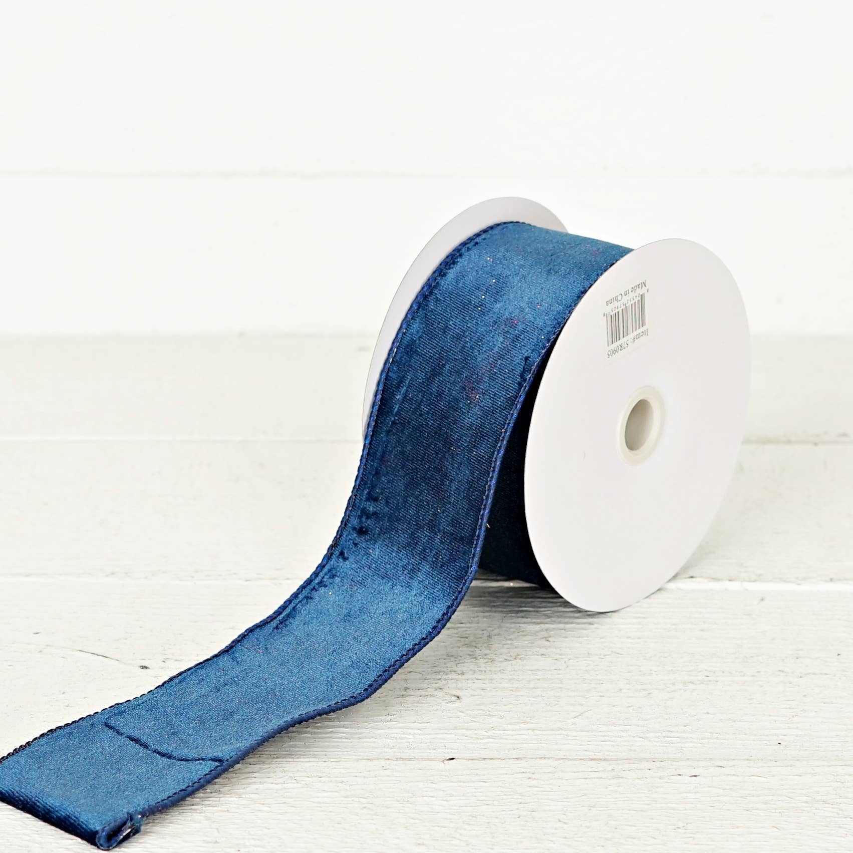 Impressive Enterprises, Inc. - Wholesale Ribbon - Gift Wrapping - 57R0905 - 2.5inWx10Yard Wired Ribbon-Navy Blue Velvet/Blue W3