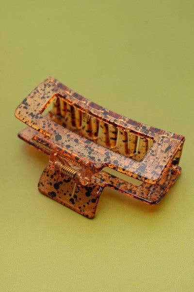 JOSSLYN by wall to wall - Wholesale Hair Clip - Women's - RECTANGLE CLEAR SPECKLE HAIR CLAW CLIPS | 40H5414