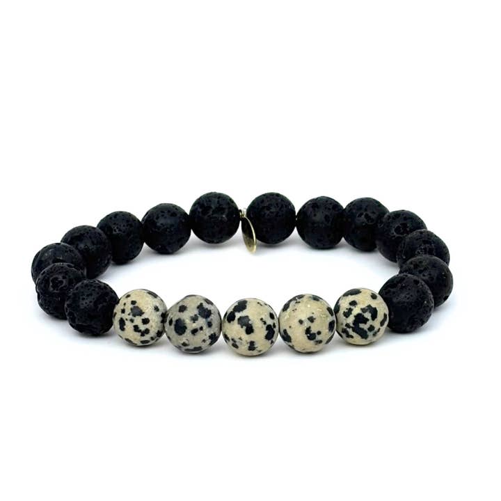Dalmatiner Jaspis und Lava Armband | Ätherisches Öl Diffusor für den Großhandel von Infinite Warrior