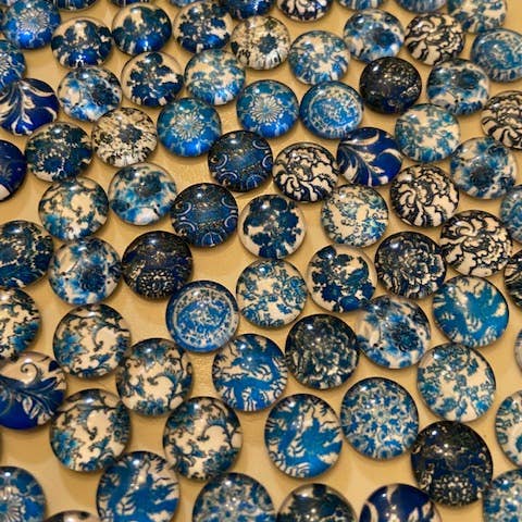 10mm Blue design glass cabochon stud earrings for wholesale by SMA Artistry Creations