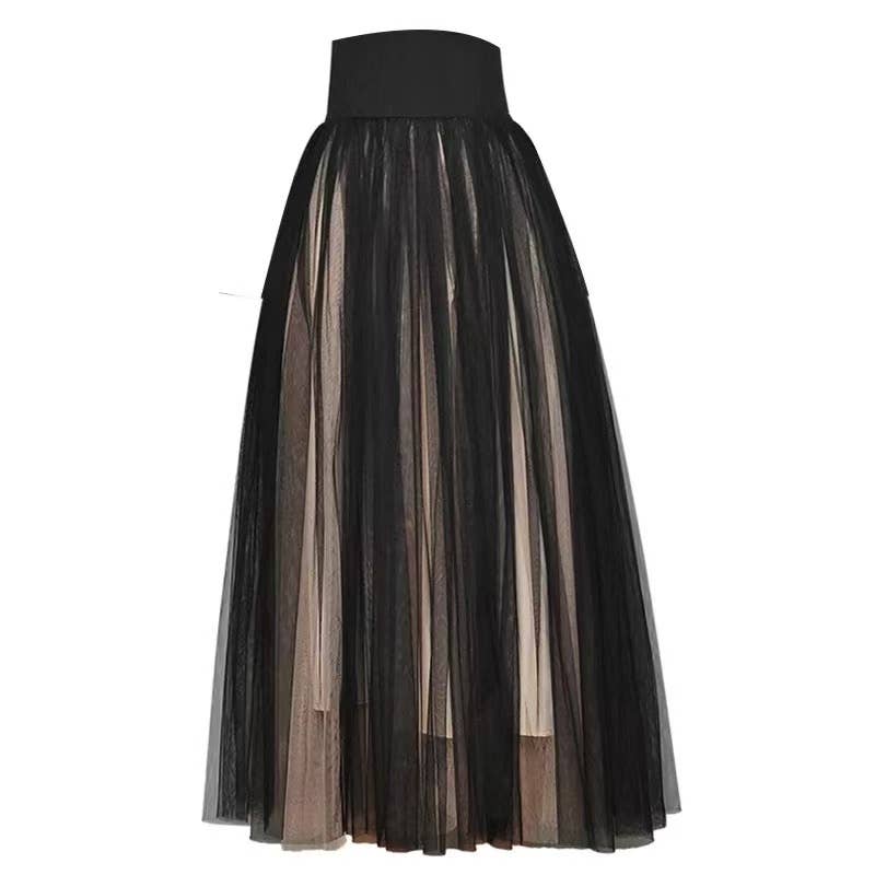 Schwarz Eleganter Damenanzug mit Mesh-Rock, zweiteilig für den Großhandel auf Faire2