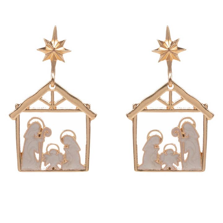 Designature New York - Wholesale Dangle Earrings - Nativity Scene Pearl Enamel Christmas Post Earring1